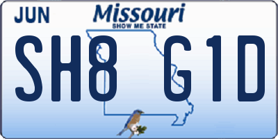 MO license plate SH8G1D