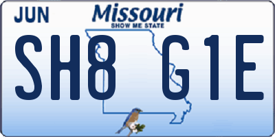 MO license plate SH8G1E