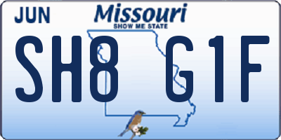 MO license plate SH8G1F