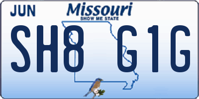 MO license plate SH8G1G