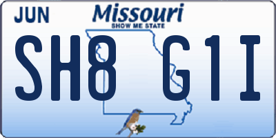 MO license plate SH8G1I