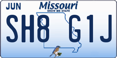 MO license plate SH8G1J