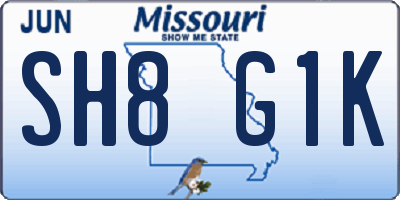 MO license plate SH8G1K