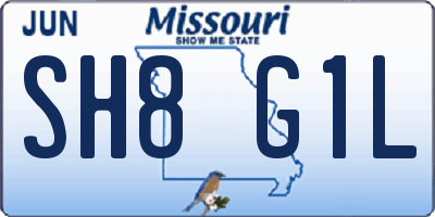 MO license plate SH8G1L