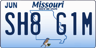 MO license plate SH8G1M