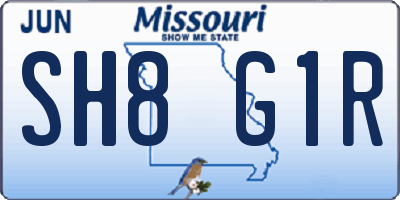 MO license plate SH8G1R