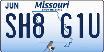MO license plate SH8G1U