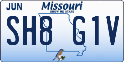 MO license plate SH8G1V