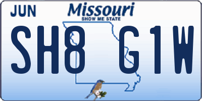 MO license plate SH8G1W