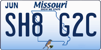 MO license plate SH8G2C