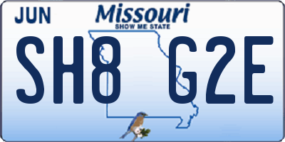 MO license plate SH8G2E
