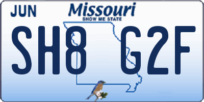 MO license plate SH8G2F