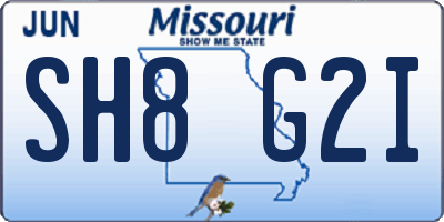 MO license plate SH8G2I
