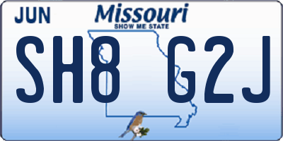 MO license plate SH8G2J