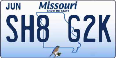 MO license plate SH8G2K