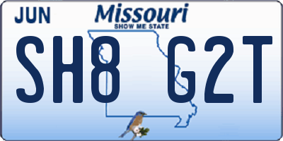 MO license plate SH8G2T
