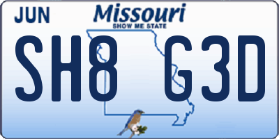 MO license plate SH8G3D
