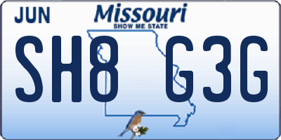MO license plate SH8G3G