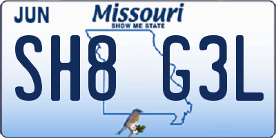 MO license plate SH8G3L