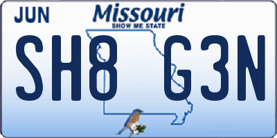 MO license plate SH8G3N