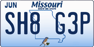 MO license plate SH8G3P