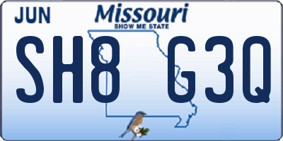MO license plate SH8G3Q