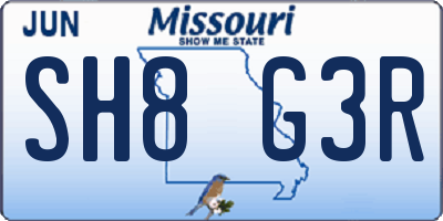 MO license plate SH8G3R