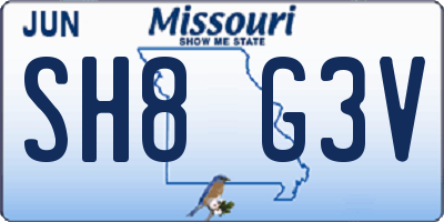 MO license plate SH8G3V