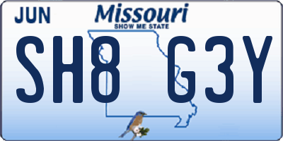 MO license plate SH8G3Y