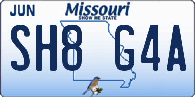 MO license plate SH8G4A