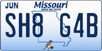MO license plate SH8G4B