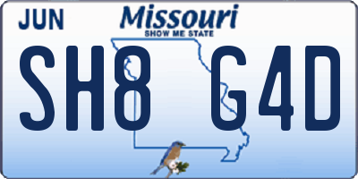 MO license plate SH8G4D