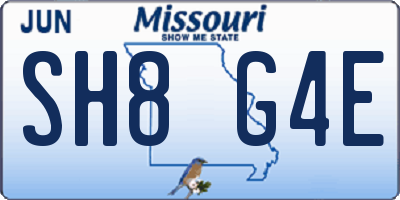 MO license plate SH8G4E