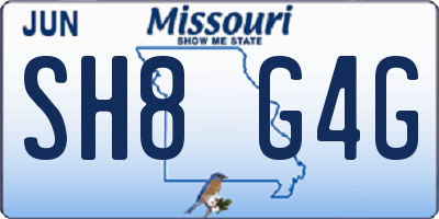 MO license plate SH8G4G