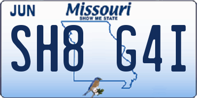 MO license plate SH8G4I