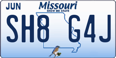 MO license plate SH8G4J