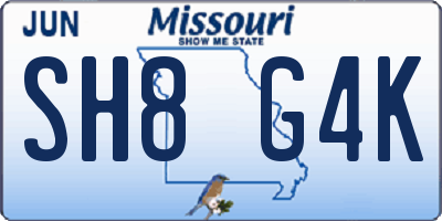 MO license plate SH8G4K