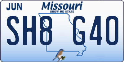 MO license plate SH8G4O