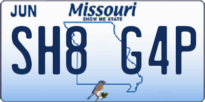 MO license plate SH8G4P