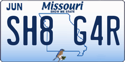 MO license plate SH8G4R