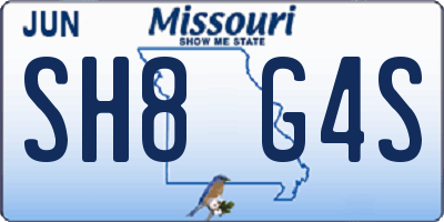 MO license plate SH8G4S
