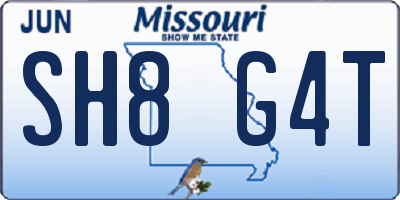 MO license plate SH8G4T