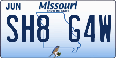 MO license plate SH8G4W