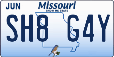 MO license plate SH8G4Y