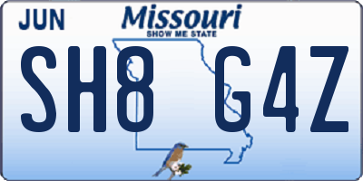 MO license plate SH8G4Z