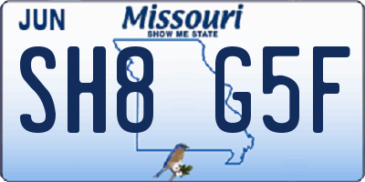 MO license plate SH8G5F