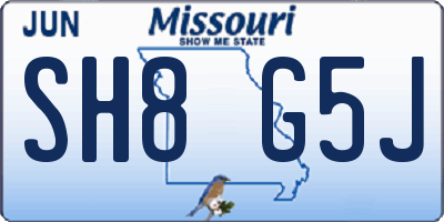 MO license plate SH8G5J