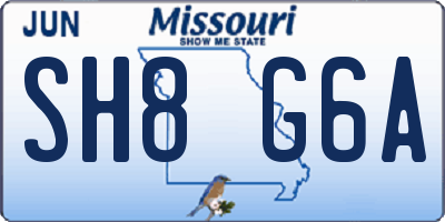 MO license plate SH8G6A