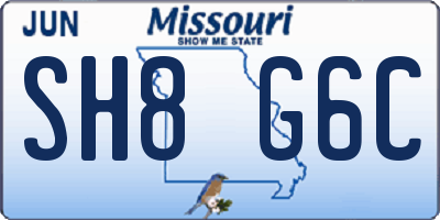 MO license plate SH8G6C
