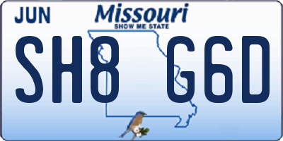 MO license plate SH8G6D